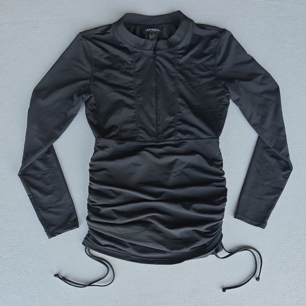 Athleta Cinched Sides Long Sleeve Top Womens 1/4 Zip Drawstring Athletic, Sz M